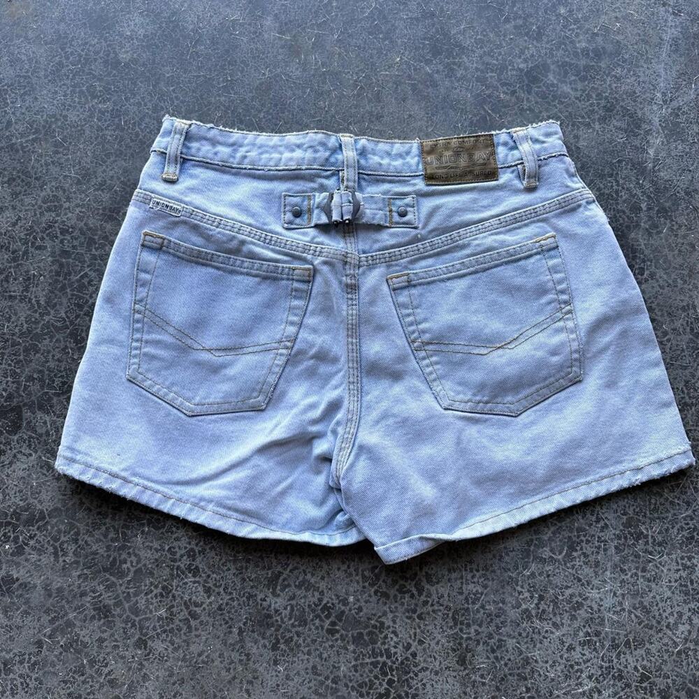 Vintage 90s Union Bay Faded Blue Back Button Fly Indie Micro Shorts Jorts Sz 7